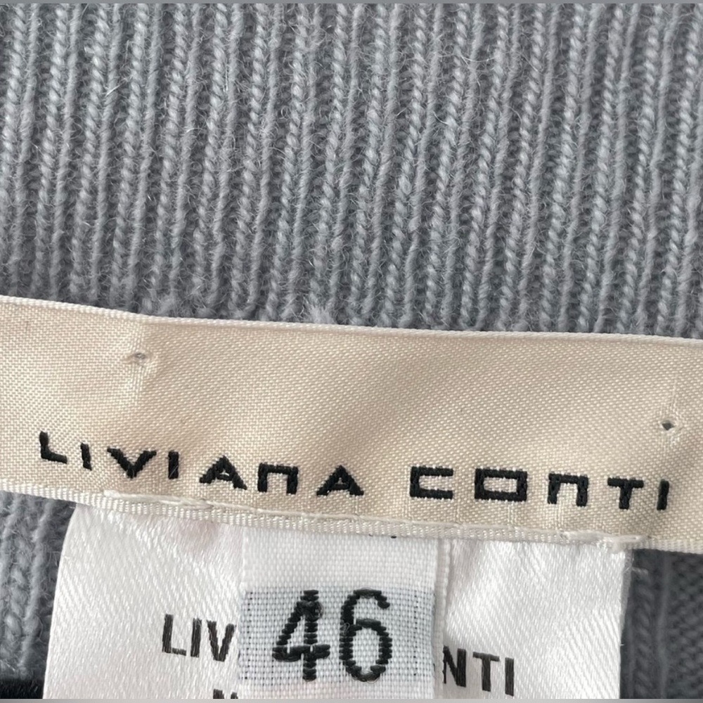 Liviana Conti Size 46 Runway Blue Cozy Off-the-Shoulder Sweater Dress - Picture 6 of 7
